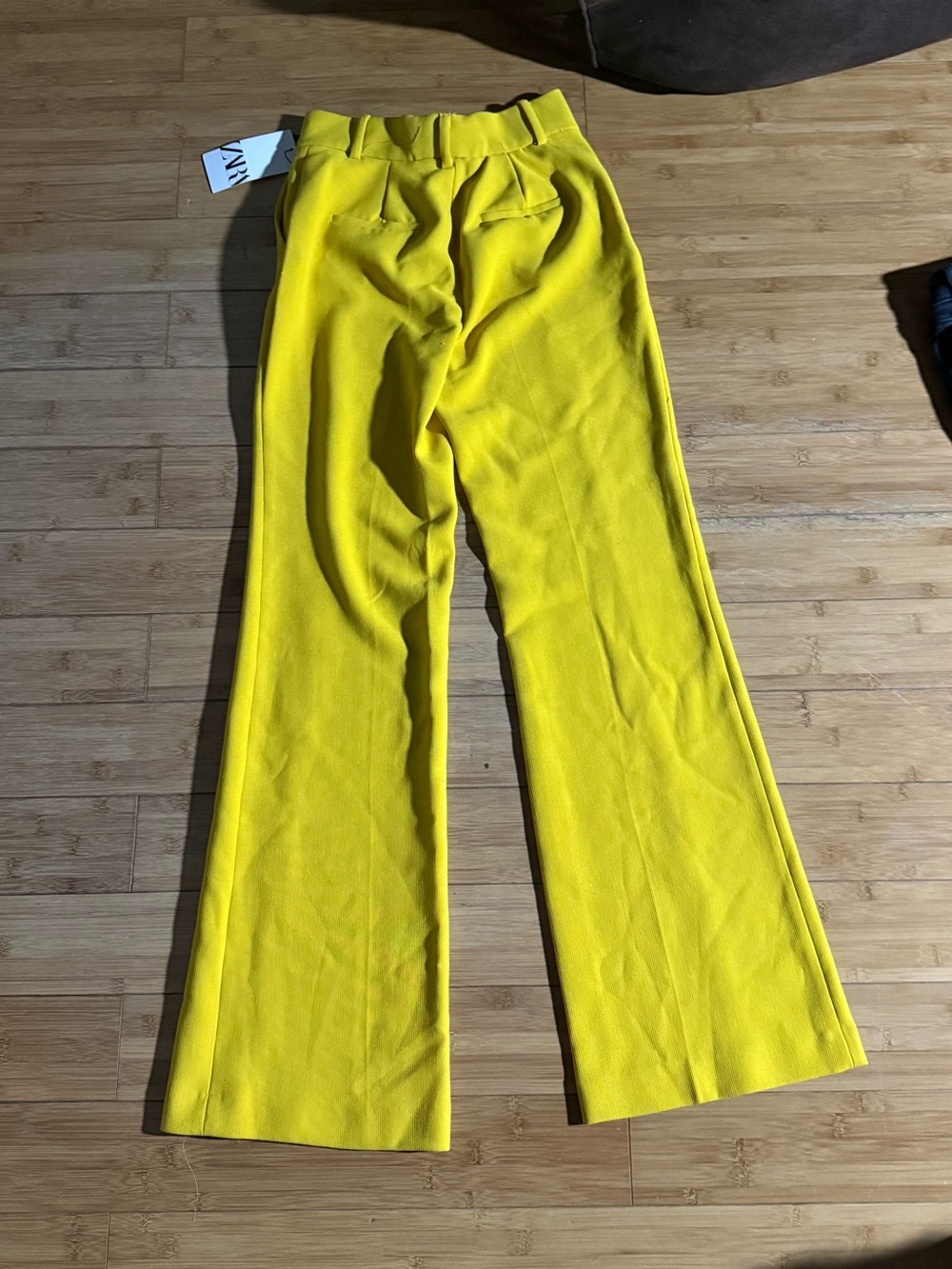 ZARA Yellow High Waisted Wide Leg Flare Pants NWT - Picture 2 of 6